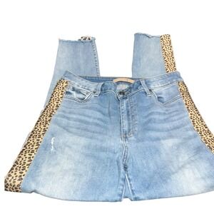 Joe's Jeans Animal Print Stripe Sparkle Raw Hem‎ Jeans 32x27